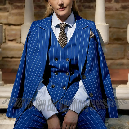 Formal Business Women's Suits Chic Single Breasted Peaked Lapel Office Work Smart Casual Female Clothes Set Three Pieces