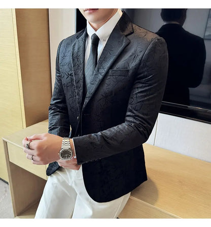 British Style Velvet Men Blazers Autumn Winter Slim Fit Casual Business Suit Jackets Wedding Groom Banquet Formal Coats