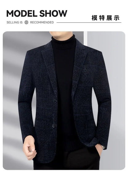 Blazer Men's Business Gentleman Wedding Fashionable Solid Color Best Man, Slimming and Casual Middle-aged and Elderly Blazer