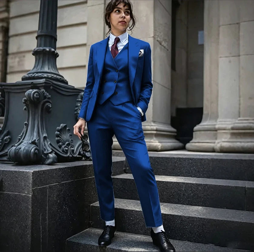 Powerful Black Women 3 Piece Suit Classic Single Breasted Jacket Vest Pants Set Elegant Office Business Formal Lady Outerwears