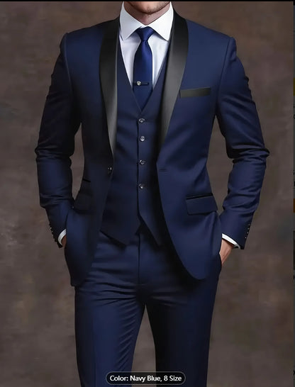 Veste Gilet Pantalon Couleur Unie Costume Homme Formel Business Bureau Marié Mariage Fête Blazer Gilet Pantalon Smoking