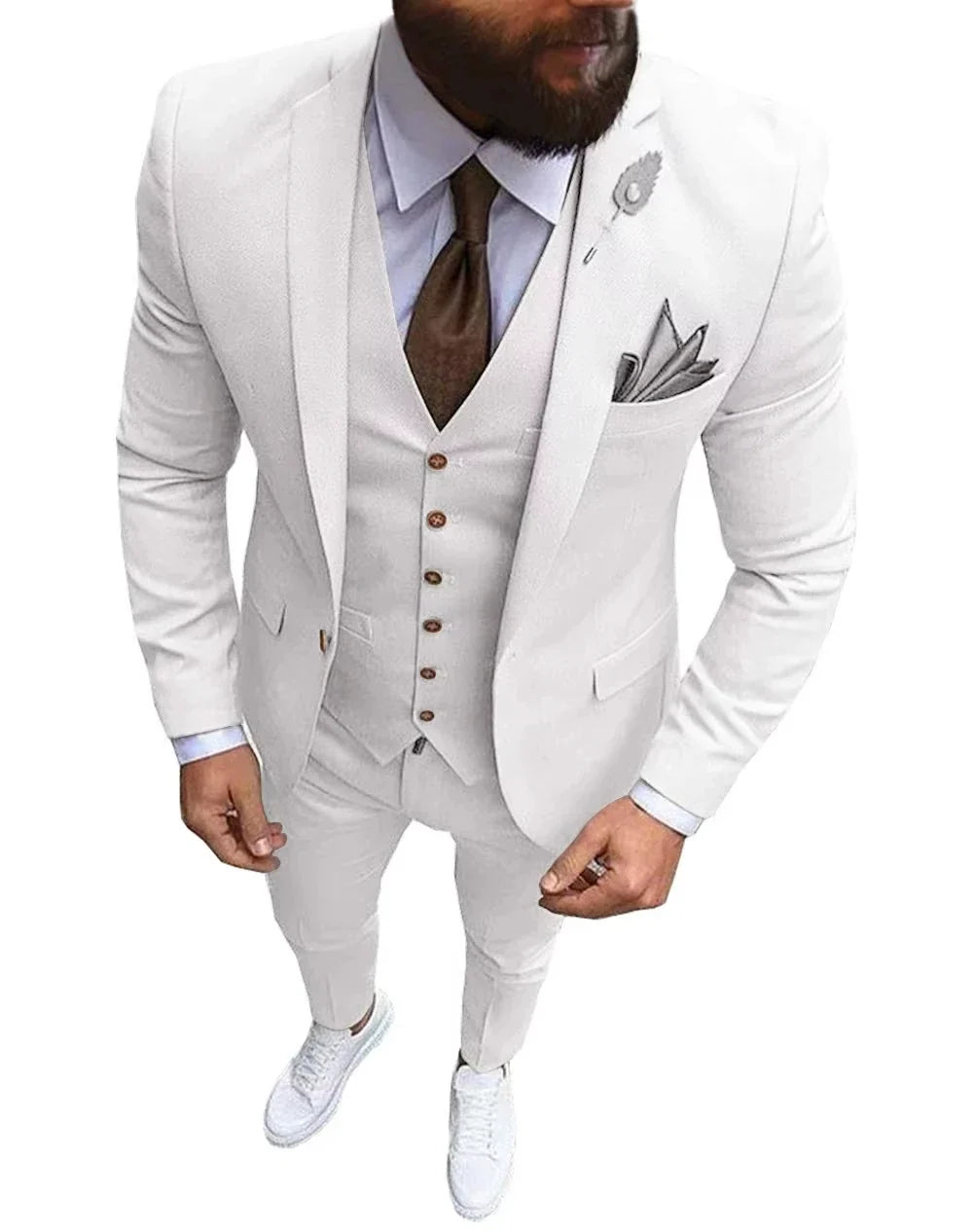 Men Suits Prom Tuxedo Slim Fit 3 Piece Groom Wedding Suits For Men Custom Blazer 3 Pieces (Jacket + Vest + Pant)