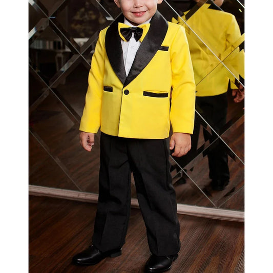Baby Boy Clothes 2 Piece Fashion Shawl Lapel One Button Child Suit Party Wedding Tuxedo Slim Chic Kids Clothes (Jacket+Pants)