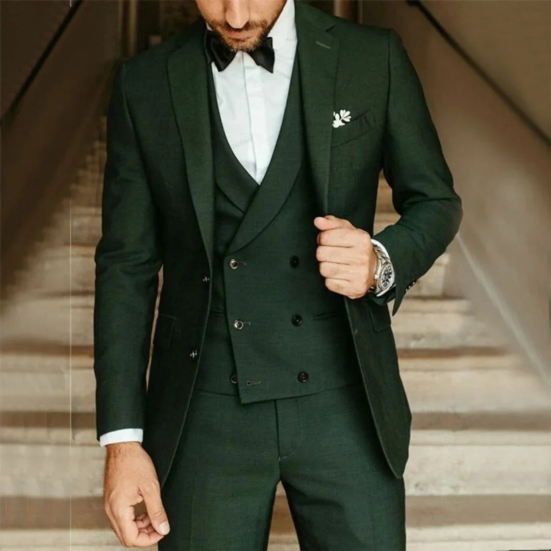 Slim Fit Business Casual Three Piece Set Swallowtail Jacket Vest Pants for New Groom Best Man Party Wear