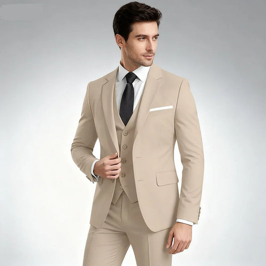 Men's Green Olive Terno Suit With Peak Lapel 3-Piece Formal Ensemble (Jacket Pants Vest) For Home Party Occasions