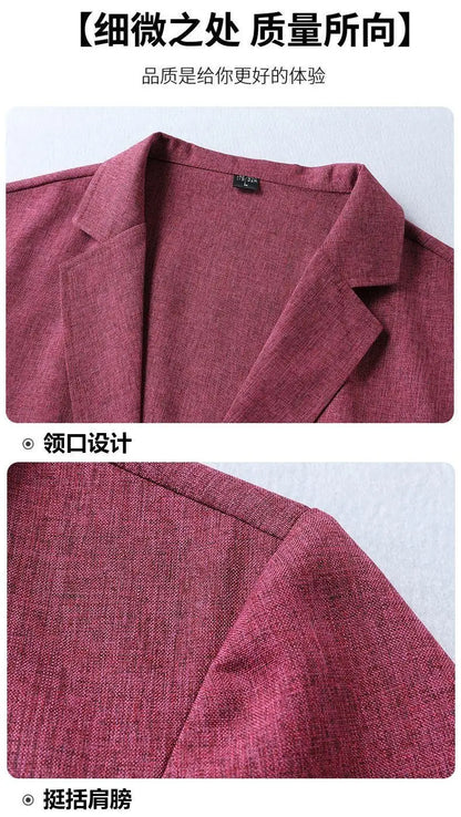 30% Linen Blazer - Men's Fashionally Fit Business Formal Wedding Gentleman's Cool Silk Lightweight Breathable Casual Blazer