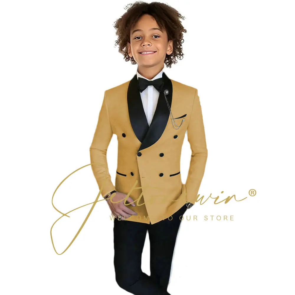 Boys Formal Suits Double Breasted Wedding Outfits Host Performance Costume for Children 2-16 Years Old Kids Birthday Blazer Set