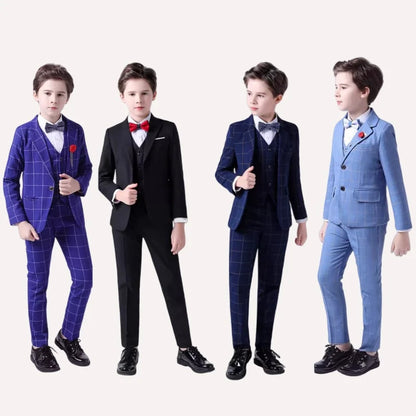 Flower Boys Wedding Suit Set Spring Kids Birthday Photograhy Outfit Children's Piano Host Speech Chorus Performance Costume