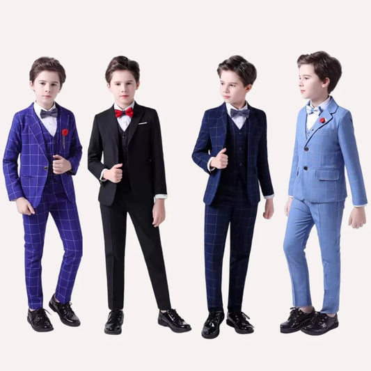 Flower Boys Wedding Suit Set Spring Kids Birthday Photograhy Outfit Children's Piano Host Speech Chorus Performance Costume