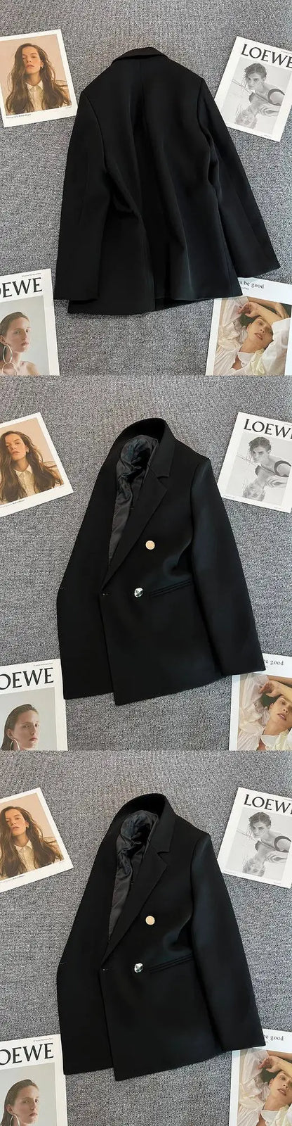 Women's Spring Autumn 2026 Commuter Style Small Suit Jacket Double Row Buttons White Versatile Polyester Fiber Fashion