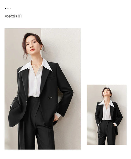 Black Blazer Suit Jacket Women 2026 Spring Fall Fashion Trend Elegant Office Ladies Work Wear Clothing 153XC3230X