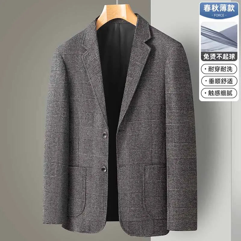 Men's Casual Loose Fit Blazer 13 Colors All-Season Plaid Suit Jacket for Men