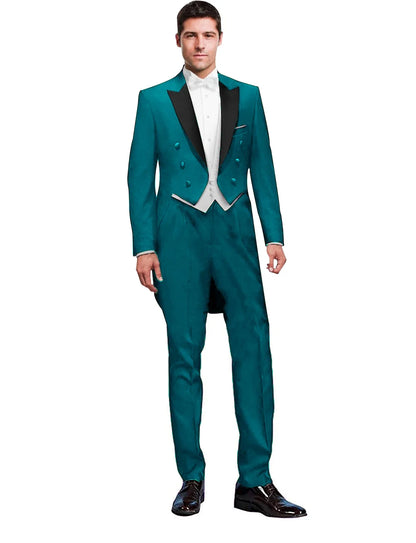 Costume 3 Pièces Solide pour Homme, Smoking de Mariage, Blazer Long, Garçon d'Honneur, Bal de Promo, Costume Masculin Tendance (Veste+Gilet+Pantalon)