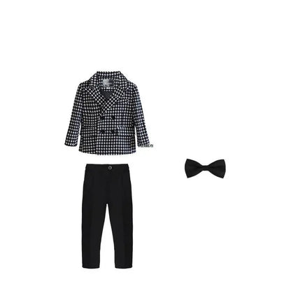 Children White Wedding Suit Prince Kids Jacket Pants Photograph Suit Flower Boys Tuxedo Dress Baby 1 Year Birthday Dress Costume