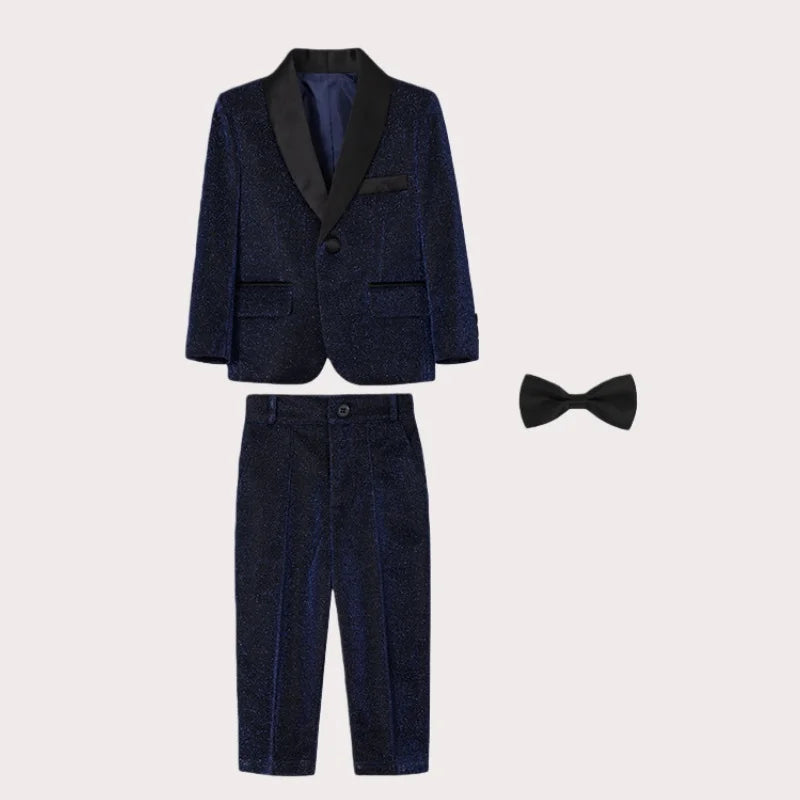 Kids Red Shining Jacket Pants Bowtie 3Pieces Suit Set 1-11Years Boys Formal Wedding Birthday Party Piano Performance Costume