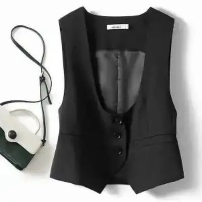 Unisex Beige Sleeveless Vest V-Neck Buttoned Waistcoat for Formal Casual Wear
