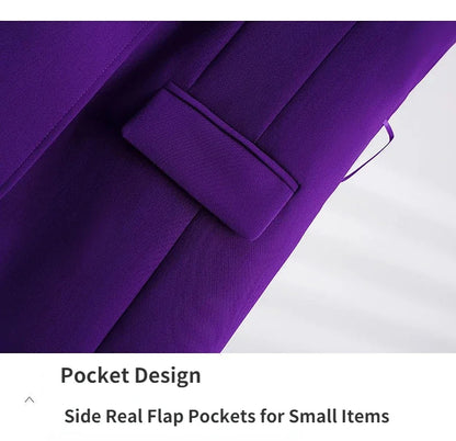 Fashion High-quality Office Suit Purple Jacket and Trousers 2-piece Set 2025 New Waist Suit Temperament Suits for Women HJLZBW