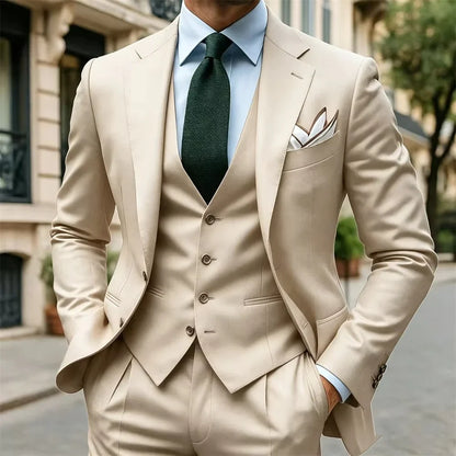 Men's 3-Piece Slim Fit Suit – Jacket, Vest & Pant for Formal Occasions