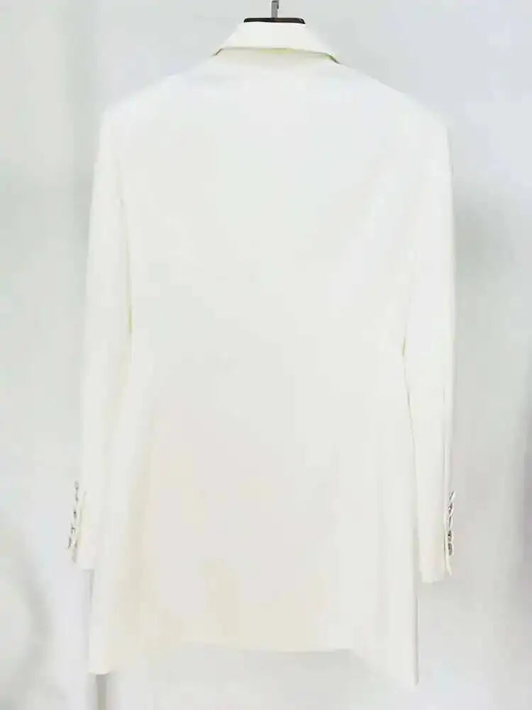 Trendy Fashion Women's Tide Handmade Gorgeous Blazer Heavy Industry Nail Bead Inlaid Diamond Slim Medium Length Coats H2699