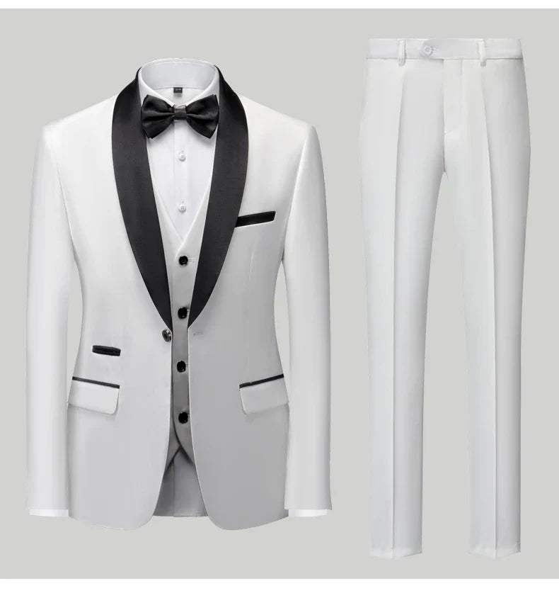 Men's Slim Fit Formal Suit Set – Blazer, Vest & Pants for Weddings & Parties