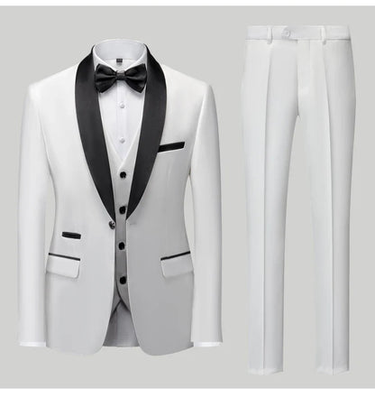 Men's Slim Fit Formal Suit Set – Blazer, Vest & Pants for Weddings & Parties