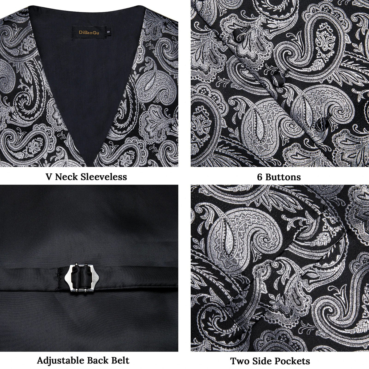 Men's Suit Vest and Tie Set – Single Breasted Waistcoat with Necktie and Pocket Square for Weddings and Business Events