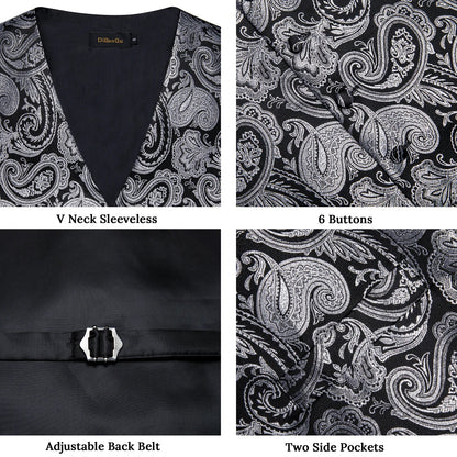 Men's Suit Vest and Tie Set – Single Breasted Waistcoat with Necktie and Pocket Square for Weddings and Business Events