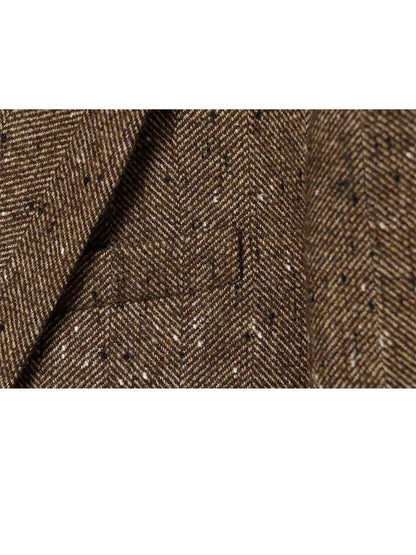Woman Winter Lapel Pocket Decoration Single Breasted Long Sleeves Herringbone Twill Blazer Female Leisure Street Style Coat