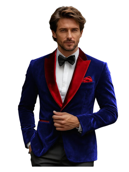 Luxury Burgundy Velvet Men's Blazer Suits Single Breasted Black Shawl Lapel Slim Fit Men Sport Coats Formal Wedding Groom Jacket
