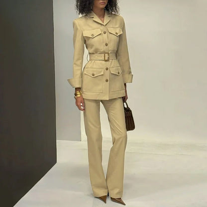 Modern Slim Fit Women Suit 2 Piece Pants Sets Single Breasted Notch Lapel Blazer Female Daily Business Office Wear Party Costume