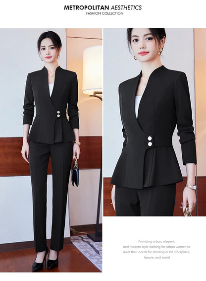 Long-Sleeved Suit for Women, Elegant Jacket and Trousers, Business and Work Uniform, Office Ladies, Special Fashion, 2025