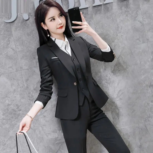 960 Sense Business Hotel Suit Women's Three-Piece Work Clothes Manager Autumn Professional Tailored Suit Formal Wear Host
