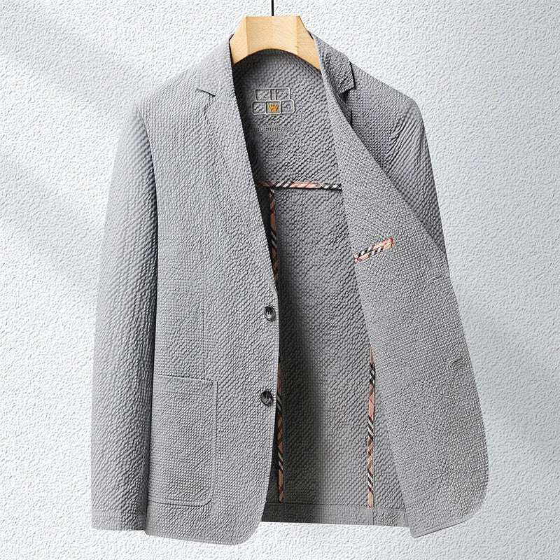 2026 Sun Protection Lightweight Blazer - Fashionable Business Outdoor Travel Wedding Casual Korean Men's Bubble Weave Blazer