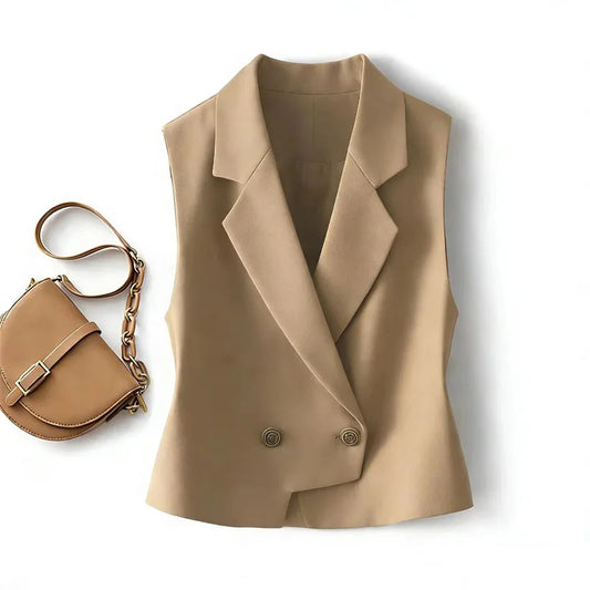 Autumn Women Solid Color Vest Tops Outerwear Spring Female Casual Sleeveless Jacket Korean Ladies Fashion V-neck Waistcoat Coat
