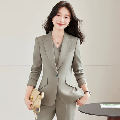 Elegant Ladies Business Chic Blazer Pants Suits Women Autumn Winter Plus Size Work Wear Outfit Jacket and Trousers Sets