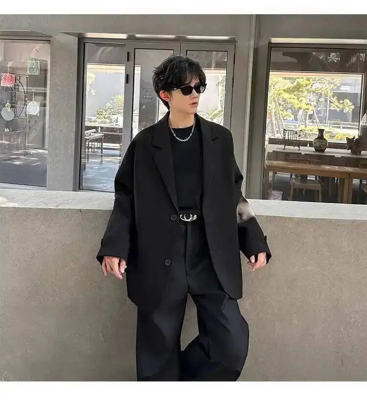 Men's Handsome Loose Casual Blazer Jacket Fashion Elegant 2026 New High Quality Stylish Social Solid Color Clothes JY7595