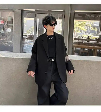 Men's Handsome Loose Casual Blazer Jacket Fashion Elegant 2026 New High Quality Stylish Social Solid Color Clothes JY7595
