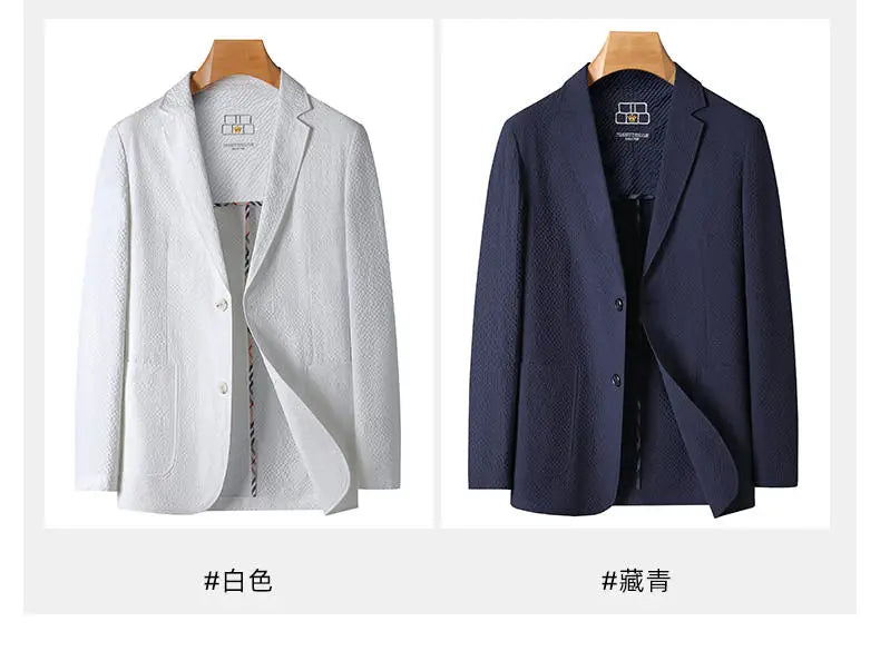 2026 Sun Protection Lightweight Blazer - Fashionable Business Outdoor Travel Wedding Casual Korean Men's Bubble Weave Blazer