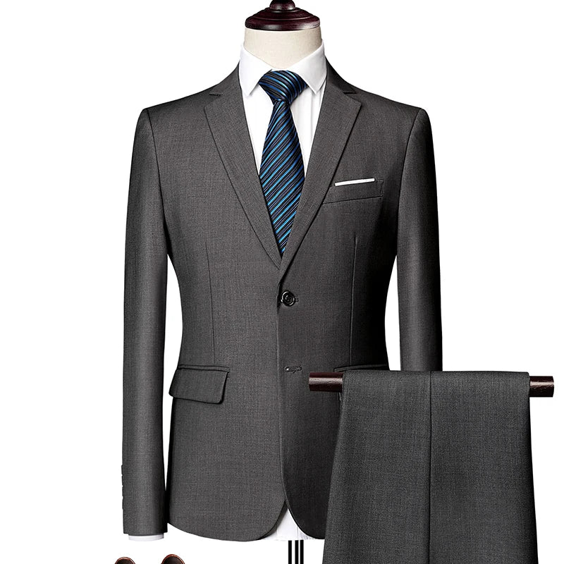 Men's 2024 Business Casual Wedding Suit Black Two-Piece Set with Waistcoat And Trousers Fashionable And Handsome Trend