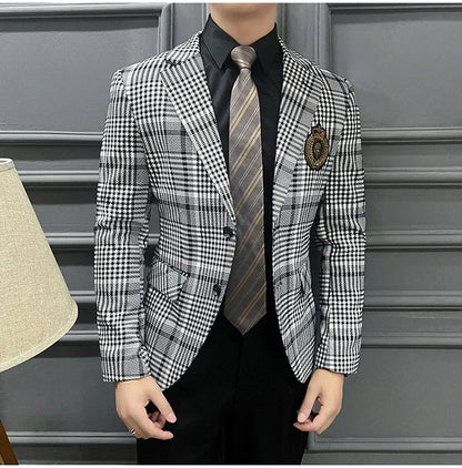 Blazer Masculino Men's Fashion Business Casual Professional Dress Wedding Gentleman Hosts The British Style Slim-fit Suit Blazer