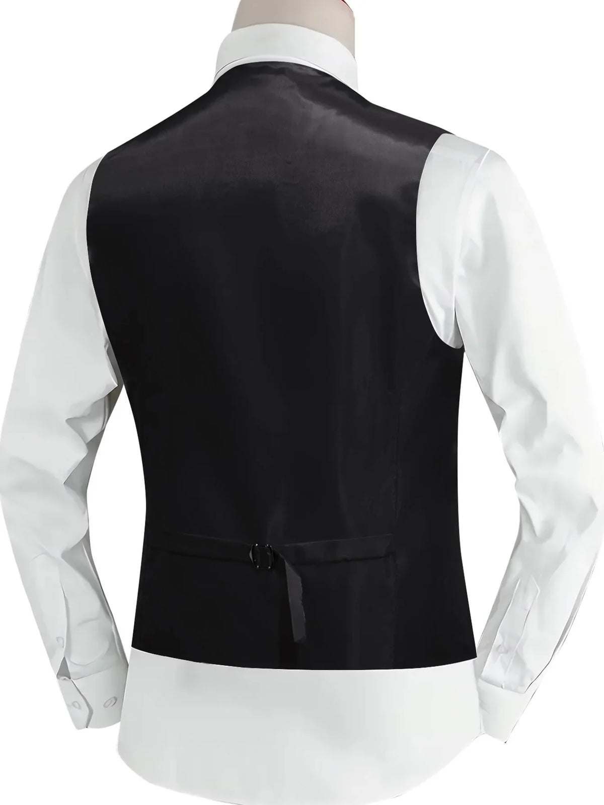 Men's Suit Vest Double Breasted Champagne Waistcoat with Necktie and Pocket Square for Ceremony