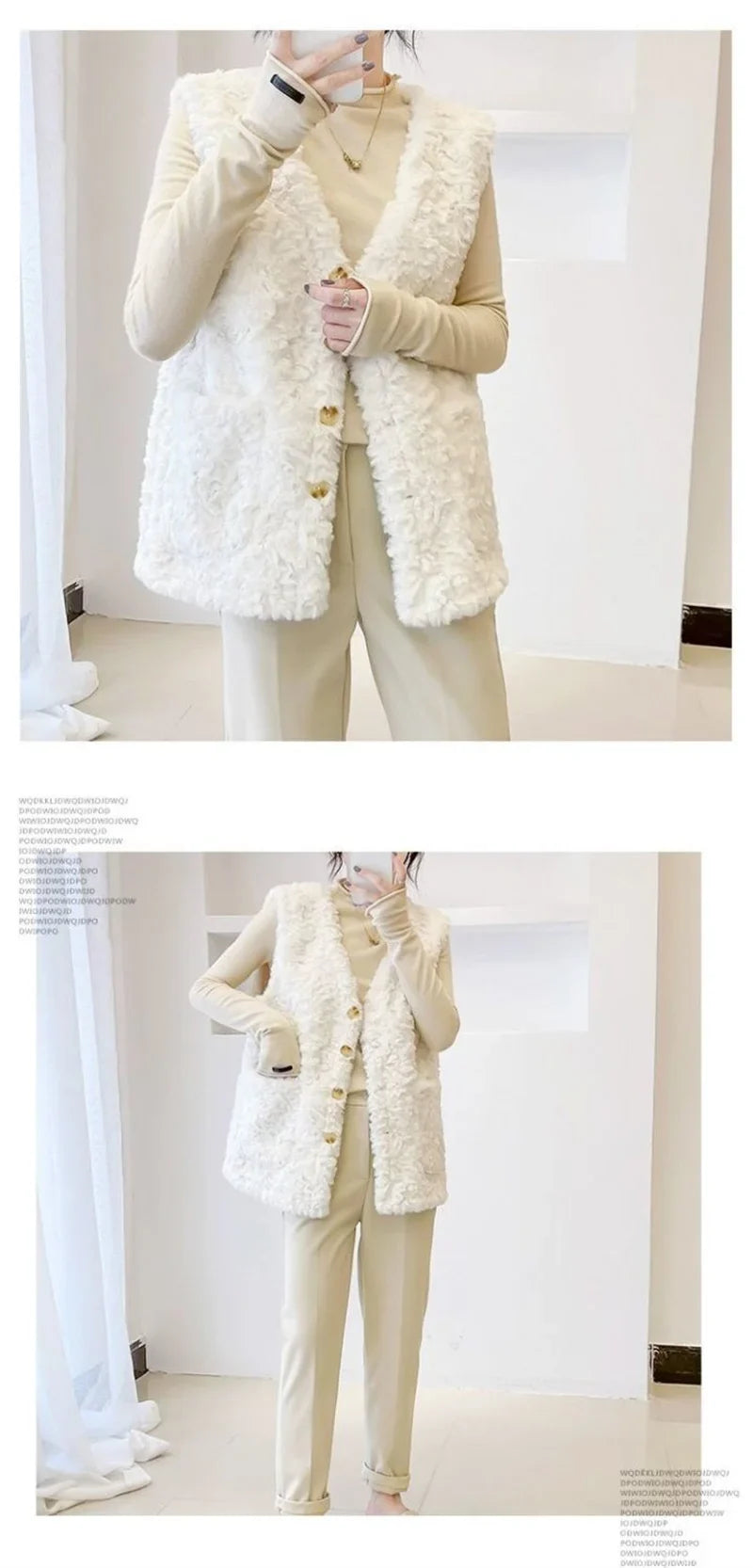 Lady Fashion Vest Outerwear Autumn Winter Female Imitation lamb Wool Waistcoat Coat Korean Women Rabbit 's Hair Sleeveless