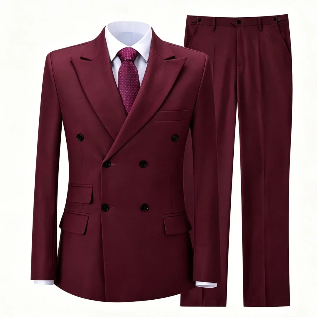 Men Suit Gray 2 Pieces Double Button With Lapel Solid For Wedding Birthday Banquet Party Business Work Office Jacket And Pants