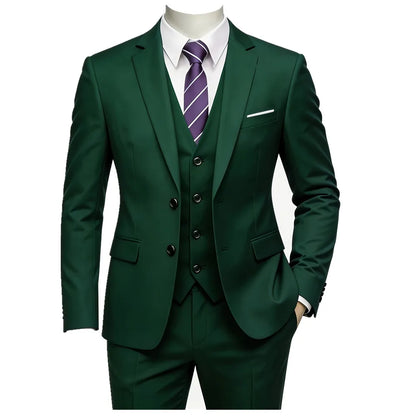 Classic Men'S 3Piece Suit Set, Consisting of a Suit Jacket, Vest, And Trousers. Suitable for Weddings, Business, Evening Parties