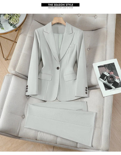 Korean Style Fashion Blazer Trousers Suit Women 2026 Autumn Long Sleeve Jacket and Pants 2 Piece Matching Set Outfit Pink