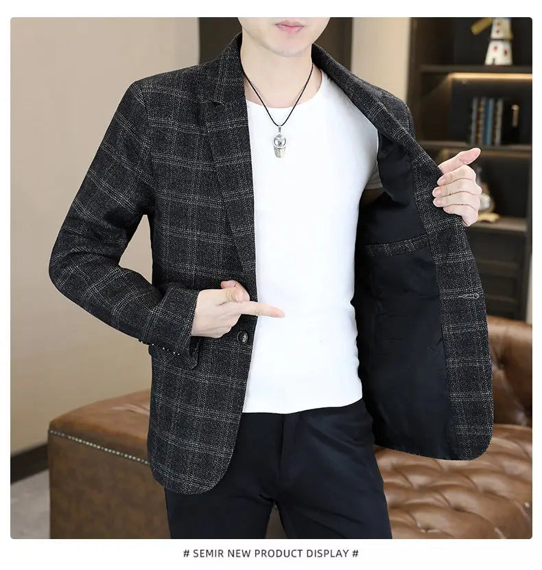 Blazer Men's Fashion Business Gentleman Groom Professional Gentleman Form-fitting Versatile Casual Formal Wear High-end Blazer