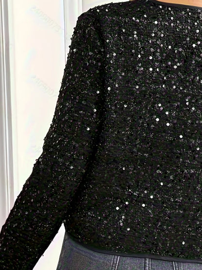 Gold Button Fashion Sequin Short Blazer