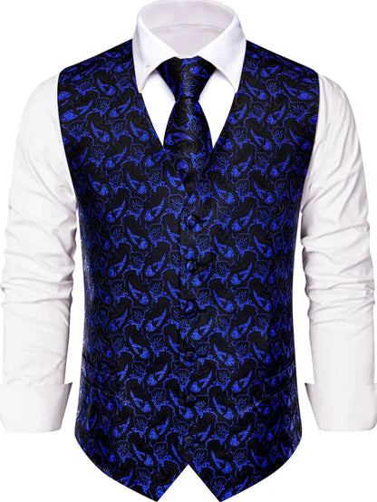 Men's Vest and Tie Set – Paisley Floral Waistcoat with Necktie for Weddings and Business Occasions