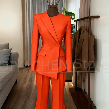 Women's Suit Slim Fit Blazer and Flared Trousers Elegant Formal Outfits Office Casual Party Fashion Pants Sets Two Piece