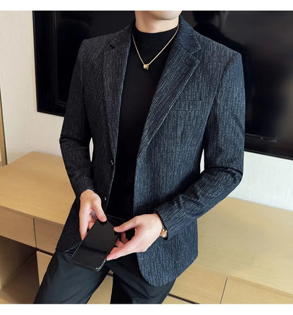 New Fashion Meteor Striped Suit Jacket High Quality Men's Slim Fit Business Formal Social Prom Party Casual Tuxedos 5XL-M